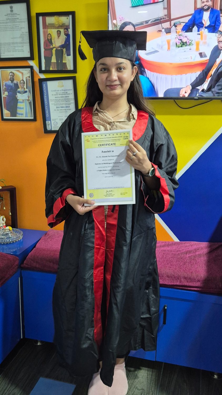 Learner holding a certificate